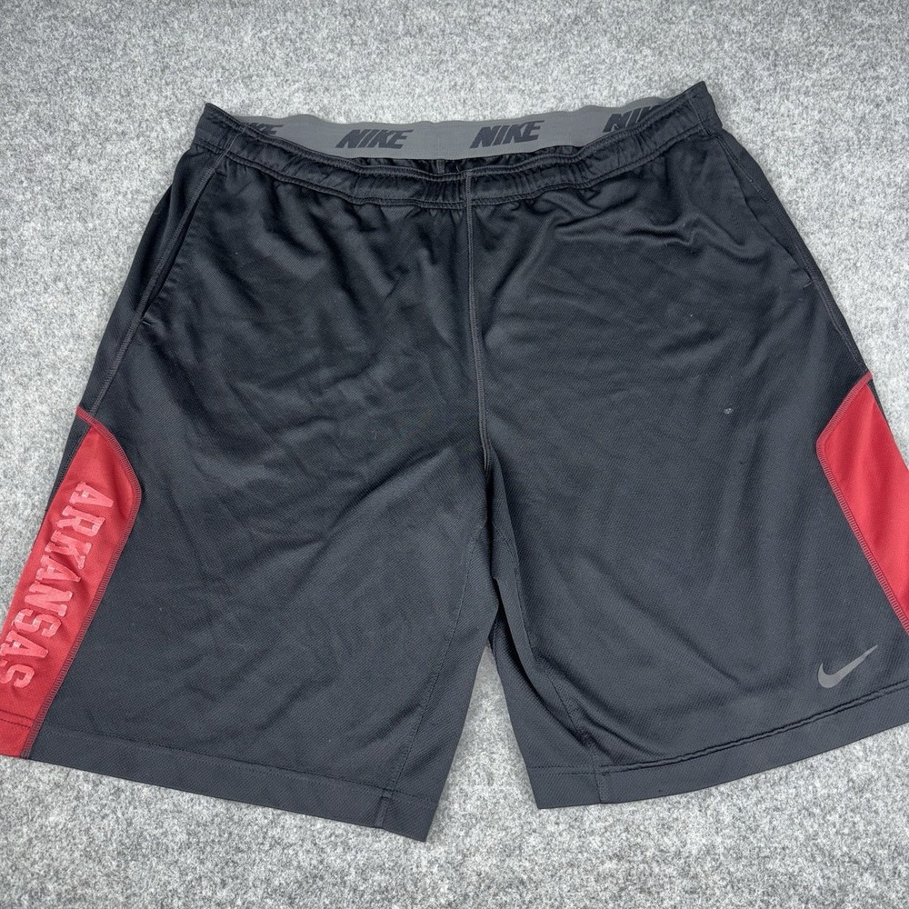 Nike Dri-FIT Arkansas Razorbacks Shorts Mens XL Black Red Athletic Training Gym